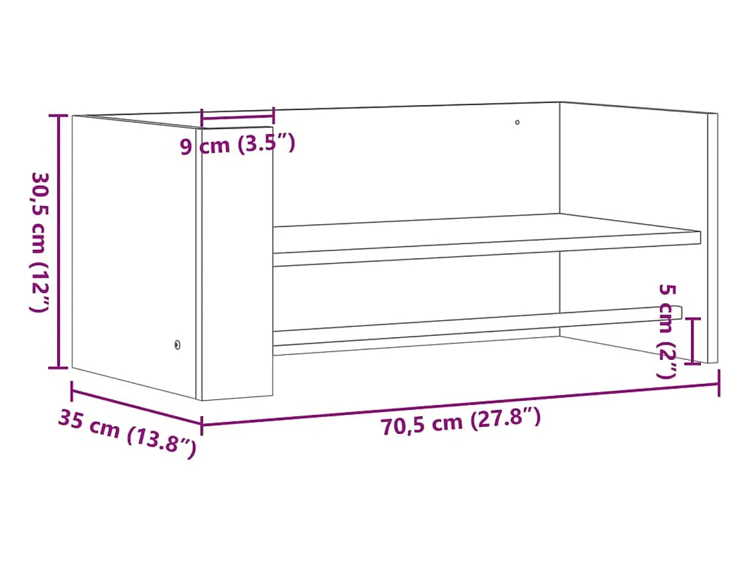 Sale vidaxl Prateleira parede 70,5x35x30,5cm deriv. madeira cinza cimento Cinzento