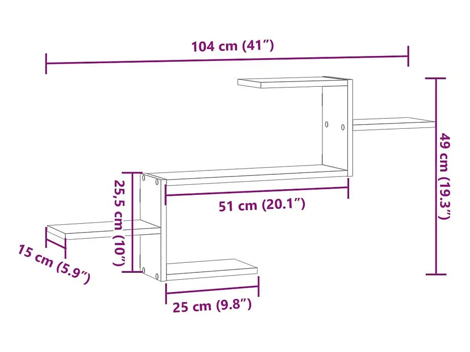 Prateleira|vidaxl Prateleira parede 104x15x49cm derivados madeira sonoma Cinzento
