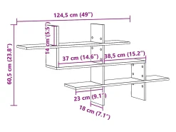 vidaxl Prateleira parede 124,5x18x60,5cm deriv.madeira carvalho fumado^ Prateleira