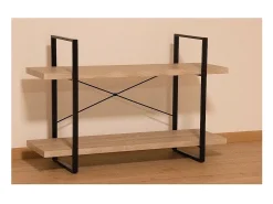 Prateleira|Meublorama Prateleira SHELVES estilo industrial de madeira e metal 2 Níveis. Castanho