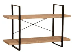 Prateleira|Meublorama Prateleira SHELVES estilo industrial de madeira e metal 2 Níveis. Castanho