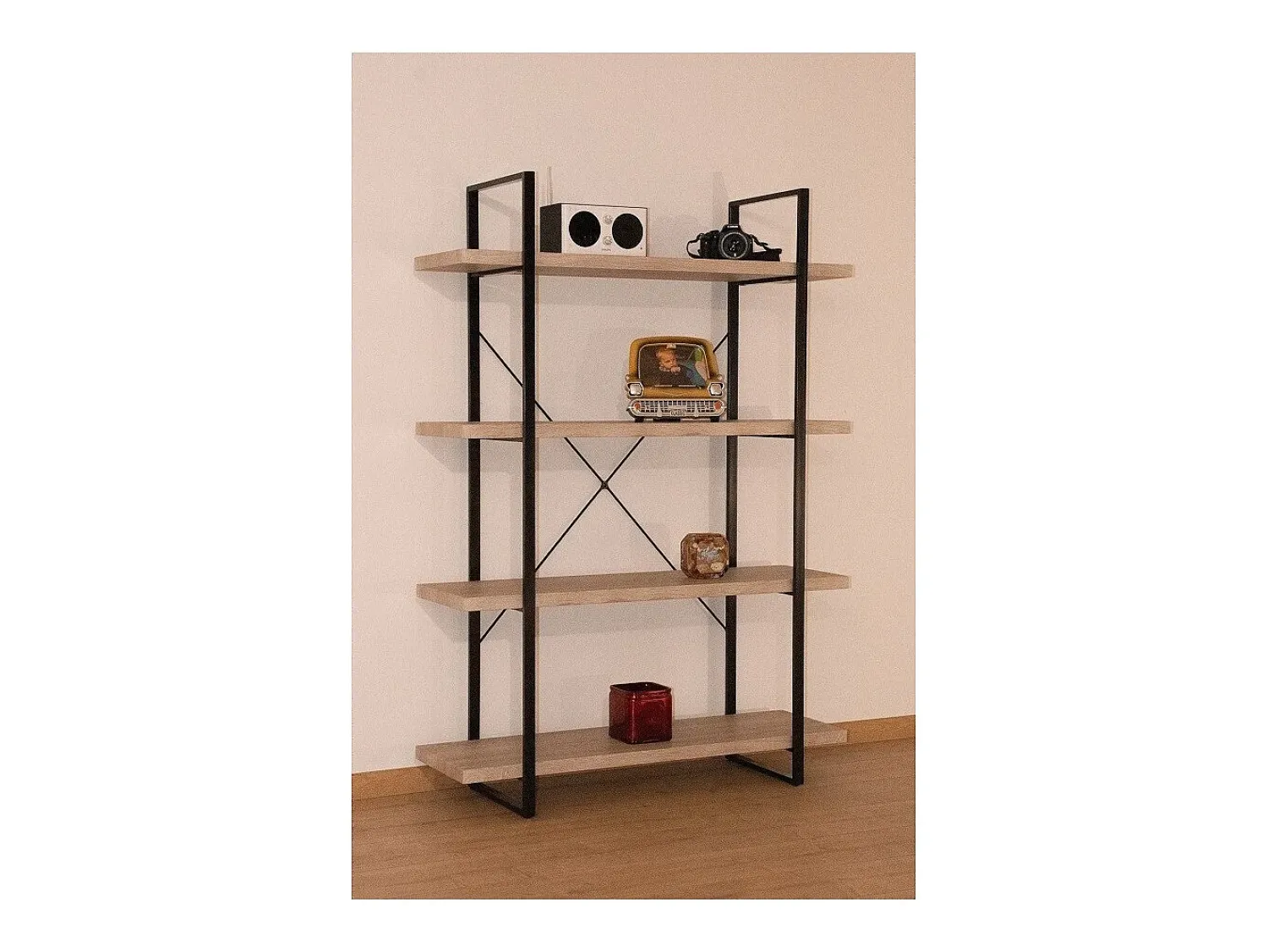 Meublorama Prateleira SHELVES tipo industrial de madeira e metal 4 Níveis.^ Prateleira