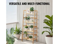 Clearance Prateleira SucceBuy de Bambu com 4 Níveis Prateleira de Armazenamento em Escada Trapezoidal para Banheiro, Quarto, Escritório, Estudo, Madeira Natural Amarelo claro