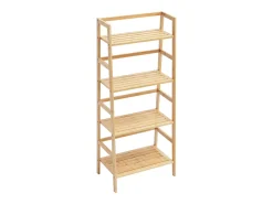 Clearance Prateleira SucceBuy de Bambu com 4 Níveis Prateleira de Armazenamento em Escada Trapezoidal para Banheiro, Quarto, Escritório, Estudo, Madeira Natural Amarelo claro
