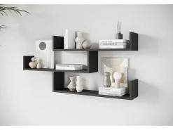 Prateleira* Prateleira suspensa de três níveis, prateleira de parede moderna para sala, 119 cm mate Preto