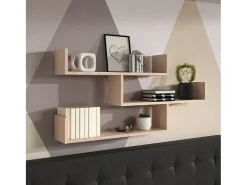 Prateleira suspensa de três níveis, prateleira de parede moderna para sala, 119 cm carvalho sonoma^ Prateleira