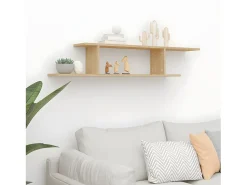 Prateleira TV parede 125x18x23cm derivado madeira carvalho fum. PT468893^ Prateleira