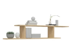 Prateleira TV parede 125x18x23cm derivado madeira carvalho fum. PT468893^ Prateleira