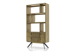 Biblioteca| Prateleira 90x180x35 cm castanha massa masl02 Cinzento / Castanho