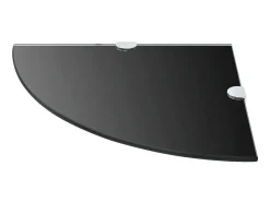 Prateleira| Prateleiras canto 2 pcs suportes cromados 35x35cm vidro PT105545 Preto