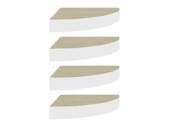 Best Prateleiras canto parede 4 pcs 25x25x3,8 cm MDF carvalho/branco PT941533 Castanho