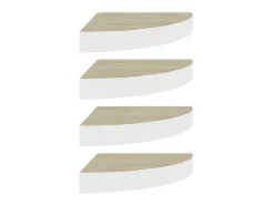 Discount Prateleiras canto parede 4 pcs 35x35x3,8 cm MDF carvalho/branco PT653710 Castanho