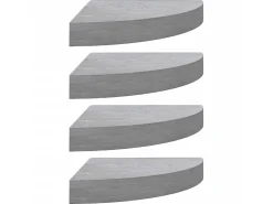 Prateleira| Prateleiras canto parede 4 pcs 25x25x3,8cm MDF cimento PT670109 Cinzento