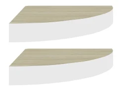 Prateleiras canto parede 2 pcs 25x25x3,8 cm MDF carvalho/branco PT109874^ Prateleira