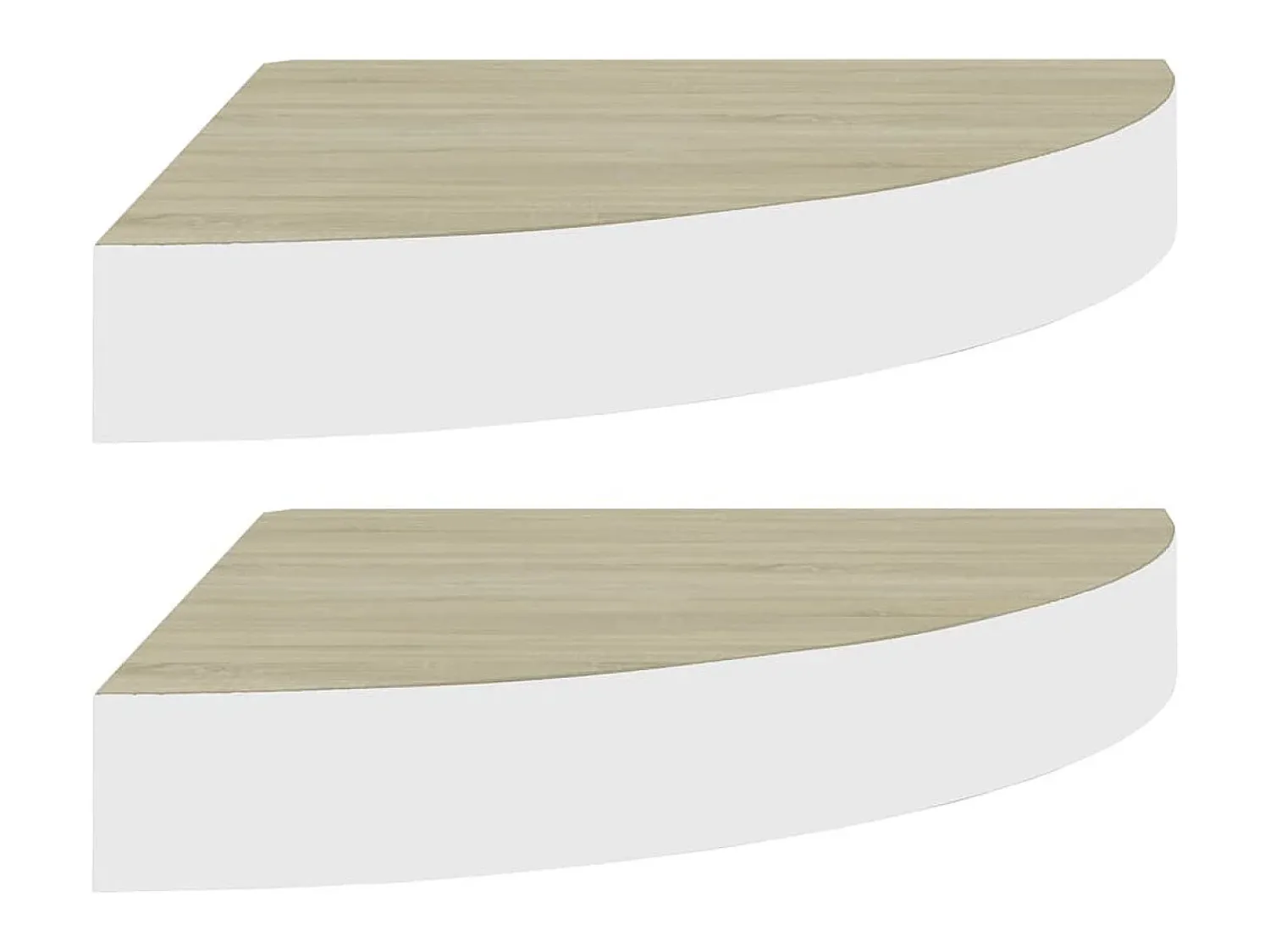 Prateleiras canto parede 2 pcs 25x25x3,8 cm MDF carvalho/branco PT109874^ Prateleira