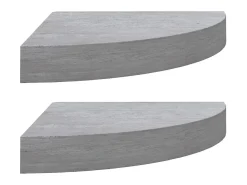 Prateleiras canto parede 2 pcs 25x25x3,8cm MDF cimento PT451703^ Prateleira