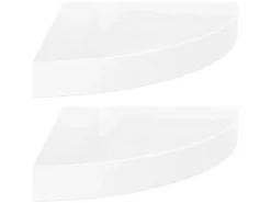 Prateleira| Prateleiras canto suspensas 2 pcs 25x25x3,8cm MDF brilh. PT357106 Branco