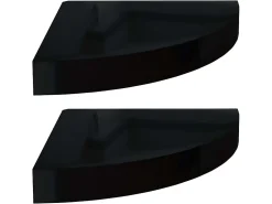Prateleiras canto suspensas 2 pcs 25x25x3,8cm MDF brilh. PT472688^ Prateleira
