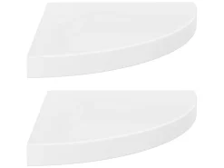 Prateleira* Prateleiras canto suspensas 2 pcs 35x35x3,8cm MDF brilh. PT224322 Branco