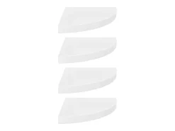Best Prateleiras canto suspensas 4 pcs 35x35x3,8cm MDF brilh. PT798616 Branco