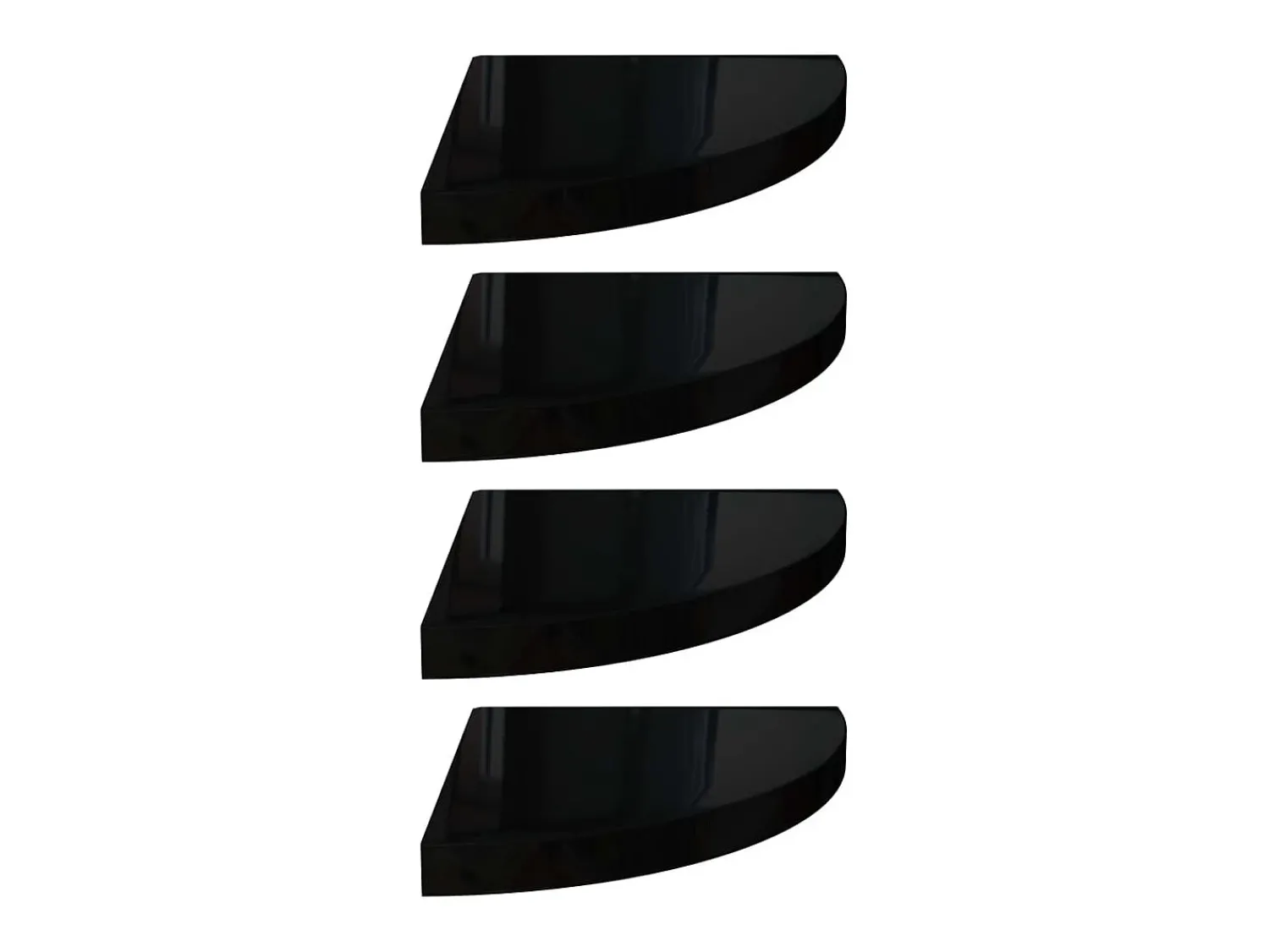 Prateleira* Prateleiras canto suspensas 4 pcs 35x35x3,8cm MDF brilh. PT644797 Preto