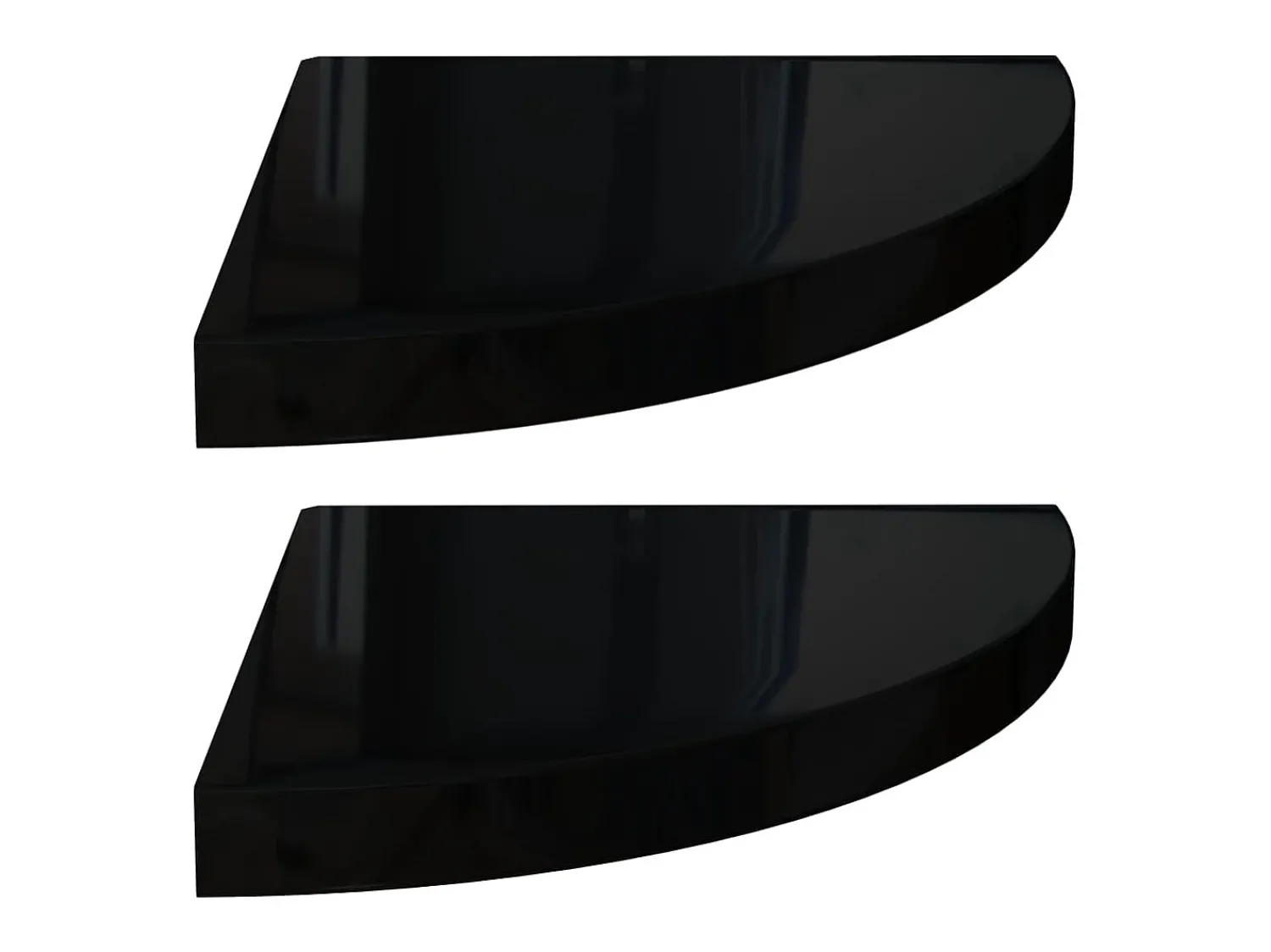Prateleira* Prateleiras canto suspensas 2 pcs 35x35x3,8cm MDF brilh. PT321928 Preto