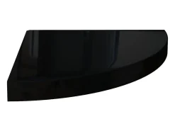 Prateleira* Prateleiras canto suspensas 2 pcs 35x35x3,8cm MDF brilh. PT321928 Preto