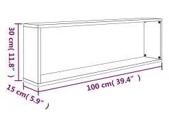 Online vidaxl Prateleiras cubo 2 pcs 100x15x30 cm deriv. madeira cinza sonoma Cinzento