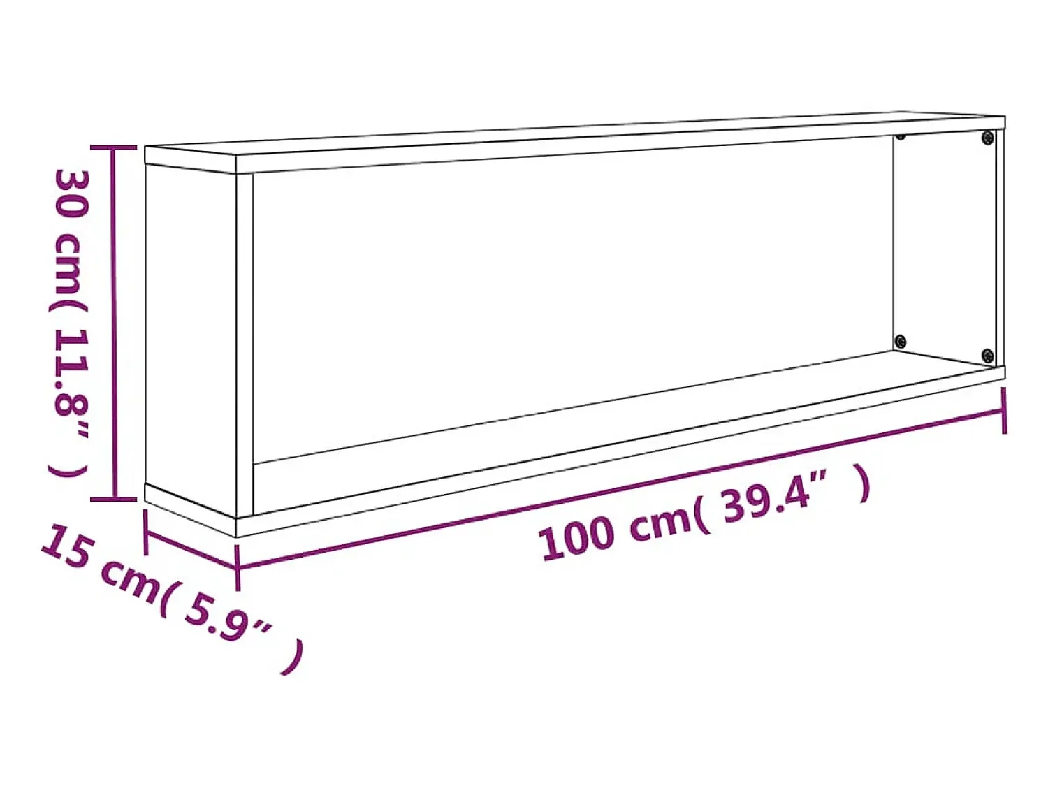Online vidaxl Prateleiras cubo 2 pcs 100x15x30 cm deriv. madeira cinza sonoma Cinzento