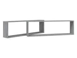 Online vidaxl Prateleiras cubo 2 pcs 100x15x30 cm deriv. madeira cinza sonoma Cinzento