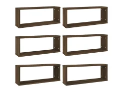 Prateleira| Prateleiras cubo parede 6 pcs deriv. madeira carvalho PT285795 Castanho