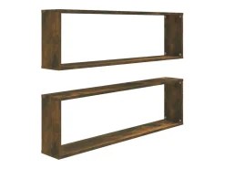 Prateleira* Prateleiras cubo 2pcs 100x15x30 deriv. madeira carvalho fumado PT638526 Castanho