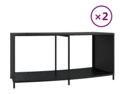 Prateleira* Prateleiras de arrumação 2 pcs vime PE PT161463 Preto