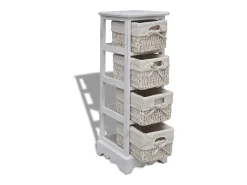Clearance vidaxl Prateleiras de arrumação em madeira com 4 cestos, Branco