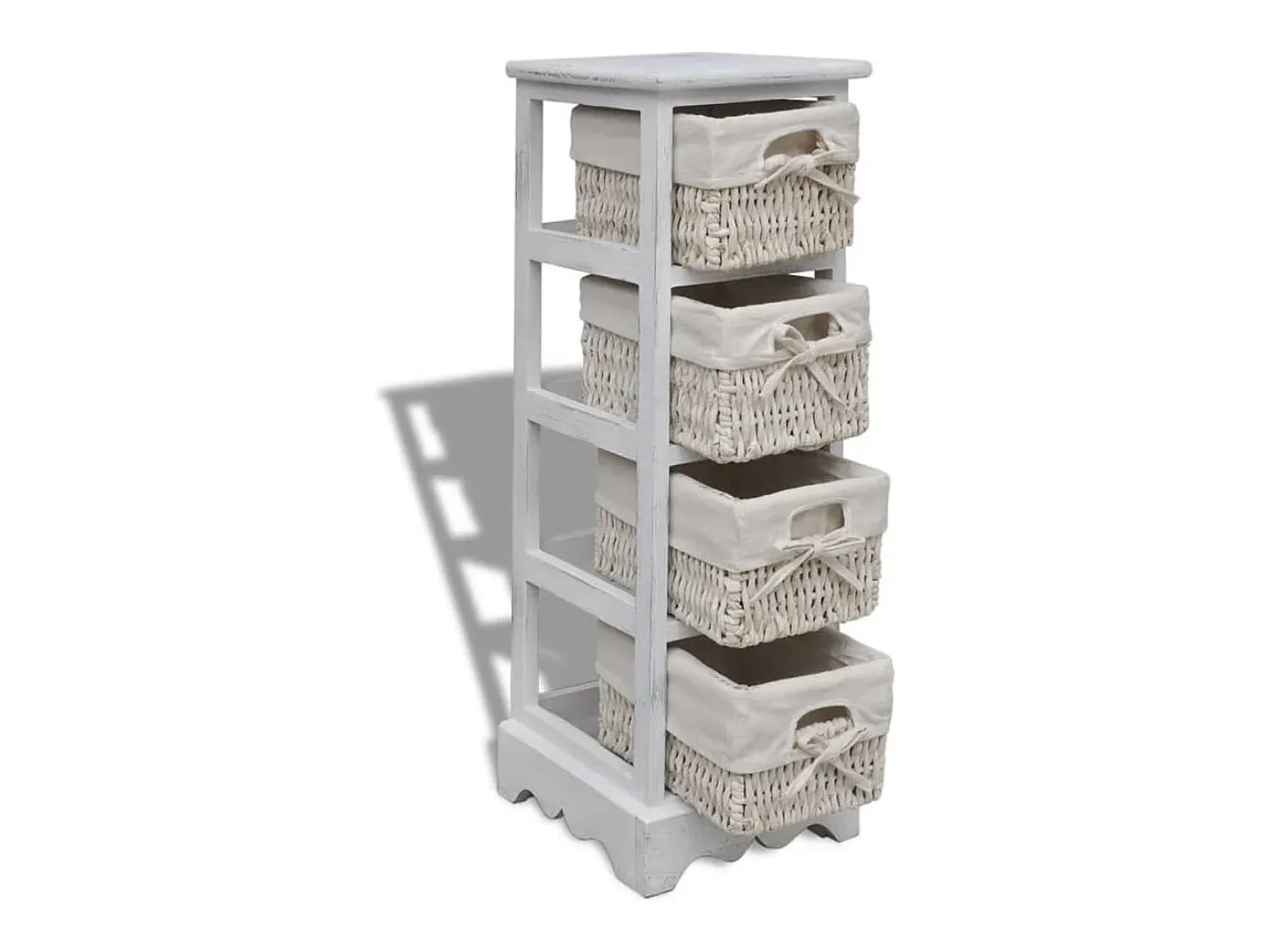 Clearance vidaxl Prateleiras de arrumação em madeira com 4 cestos, Branco