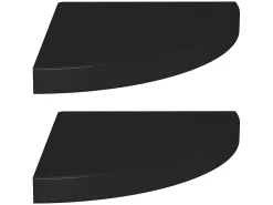 Prateleira* Prateleiras de canto suspensas 2 pcs 35x35x3,8cm MDF PT722760 Preto