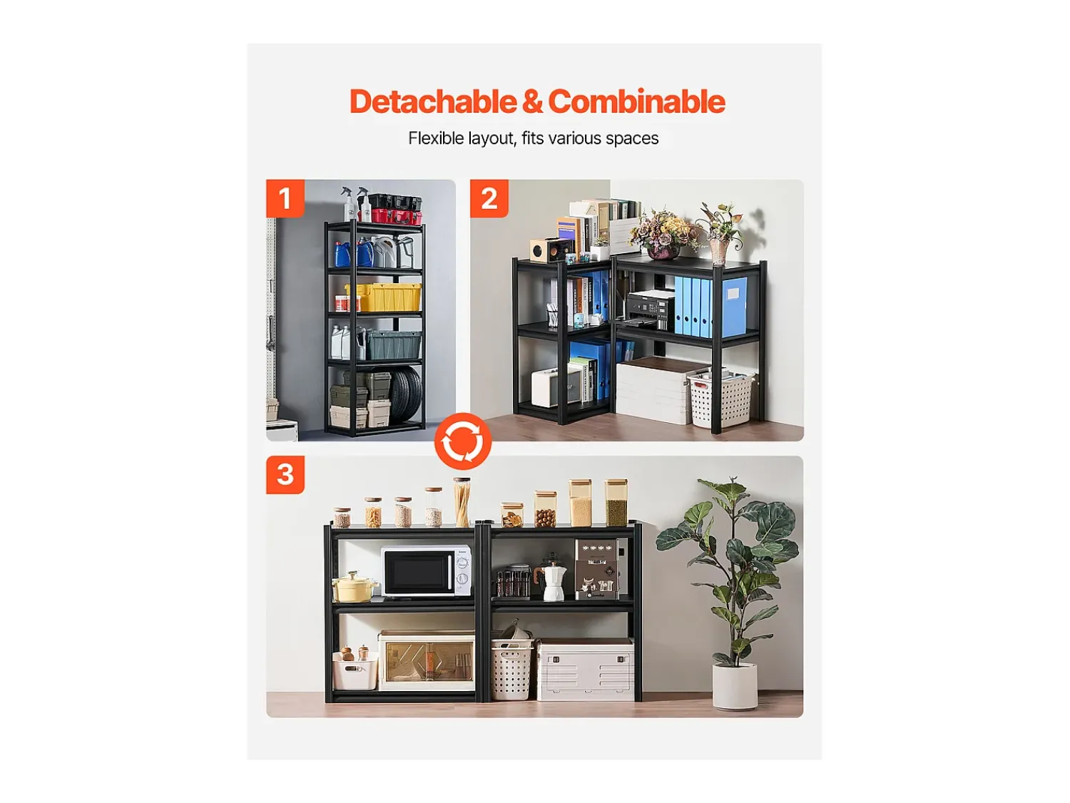 Prateleira* Prateleiras de Garagem em Metal SucceBuy Estantes de Garagem com 5 Níveis de 41 cm de Profundidade x 81 cm de Largura x 183 cm de Altura Preto