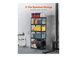 Prateleira* Prateleiras de Garagem em Metal SucceBuy Estantes de Garagem com 5 Níveis de 41 cm de Profundidade x 81 cm de Largura x 183 cm de Altura Preto