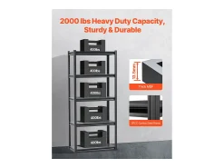 Prateleira* Prateleiras de Garagem em Metal SucceBuy Estantes de Garagem com 5 Níveis de 41 cm de Profundidade x 81 cm de Largura x 183 cm de Altura Preto