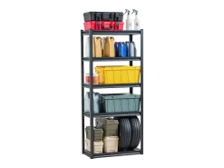 Prateleira* Prateleiras de Garagem em Metal SucceBuy Estantes de Garagem com 5 Níveis de 41 cm de Profundidade x 81 cm de Largura x 183 cm de Altura Preto