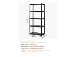 Prateleira* Prateleiras de Garagem em Metal SucceBuy Estantes de Garagem com 5 Níveis de 41 cm de Profundidade x 81 cm de Largura x 183 cm de Altura Preto