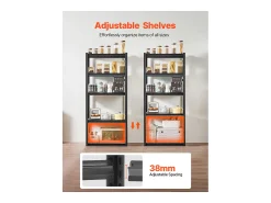 Prateleira* Prateleiras de Garagem em Metal SucceBuy Estantes de Garagem com 5 Níveis de 41 cm de Profundidade x 81 cm de Largura x 183 cm de Altura Preto
