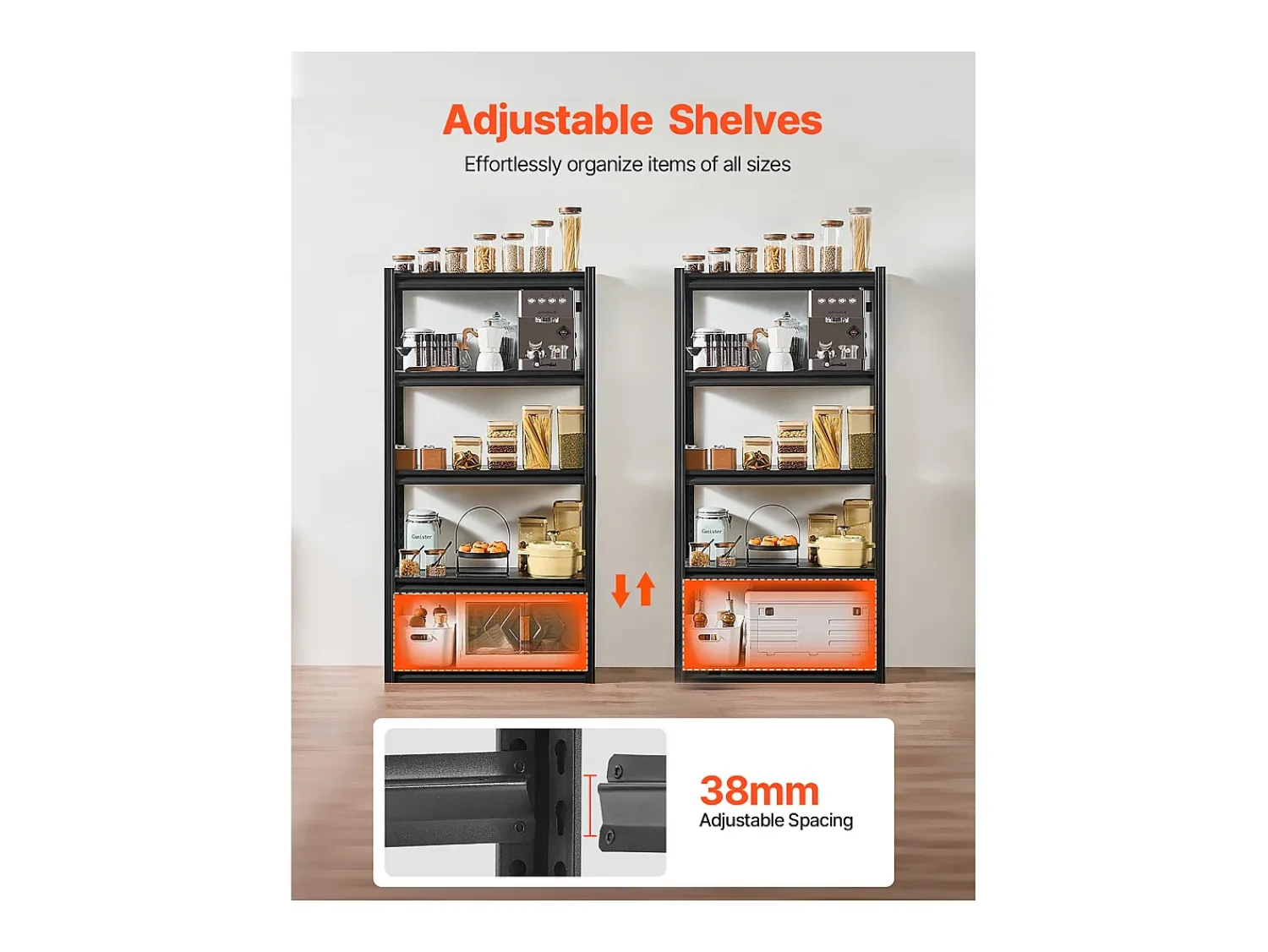 Prateleira* Prateleiras de Garagem em Metal SucceBuy Estantes de Garagem com 5 Níveis de 41 cm de Profundidade x 81 cm de Largura x 160 cm de Altura Preto