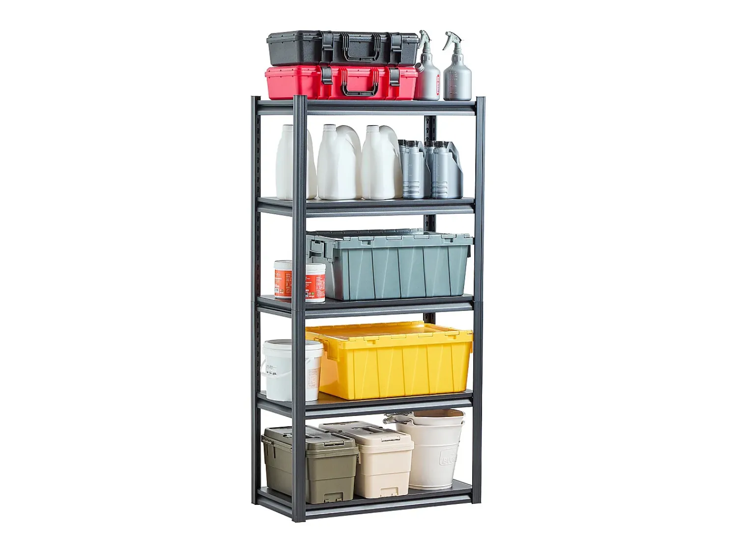 Prateleira* Prateleiras de Garagem em Metal SucceBuy Estantes de Garagem com 5 Níveis de 41 cm de Profundidade x 81 cm de Largura x 160 cm de Altura Preto