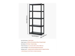 Prateleira* Prateleiras de Garagem em Metal SucceBuy Estantes de Garagem com 5 Níveis de 41 cm de Profundidade x 81 cm de Largura x 160 cm de Altura Preto