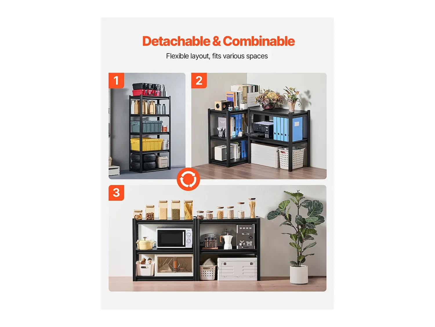 Prateleira* Prateleiras de Garagem em Metal SucceBuy Estantes de Garagem com 5 Níveis de 41 cm de Profundidade x 81 cm de Largura x 160 cm de Altura Preto