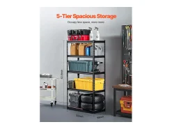 Prateleiras de Garagem em Metal SucceBuy Estantes de Arrumação - Estante de Garagem com 5 Níveis, 41 cm de Profundidade x 81 cm de Largura x 160 cm de Altura^ Prateleira