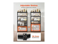 Prateleiras de Garagem em Metal SucceBuy Estantes de Arrumação - Estante de Garagem com 5 Níveis, 41 cm de Profundidade x 81 cm de Largura x 160 cm de Altura^ Prateleira