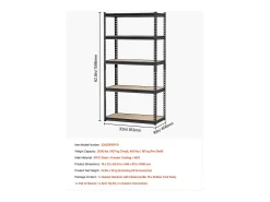 Prateleiras de Garagem em Metal SucceBuy Estantes de Arrumação - Estante de Garagem com 5 Níveis, 41 cm de Profundidade x 81 cm de Largura x 160 cm de Altura^ Prateleira