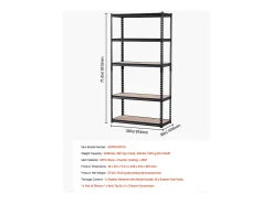 Prateleira| Prateleiras de Garagem em Metal SucceBuy Estantes de Arrumação - Estante de Garagem com 5 Níveis, 41 cm de Profundidade x 91 cm de Largura x 181 cm de Altura Preto